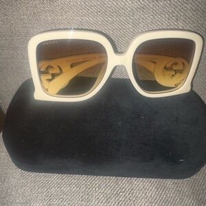 Gucci Ivory Sunglasses with Gold Accents